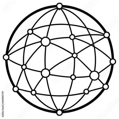 Global network connections line art