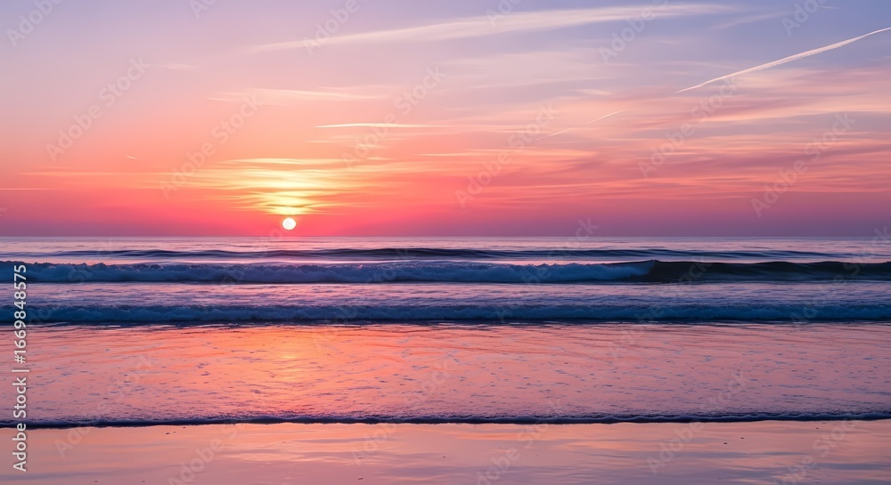 Obraz premium Sunset Over Calm Ocean Waves