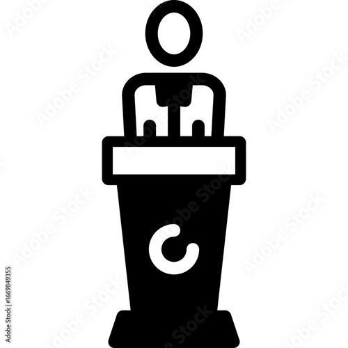 politician at podium, public speech, election campaign icon