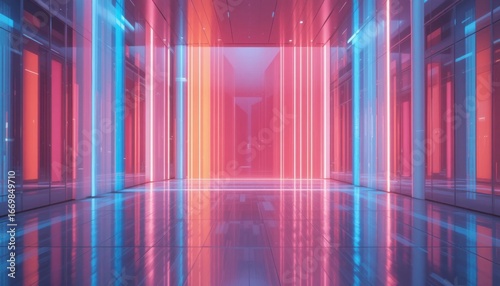 Futuristic Bright Panel Reflections Over Soft Gradient

