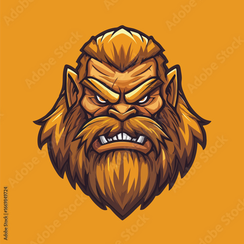 Golden Horned Beast Head Illustration | Ornate Fantasy Creature Vector Art