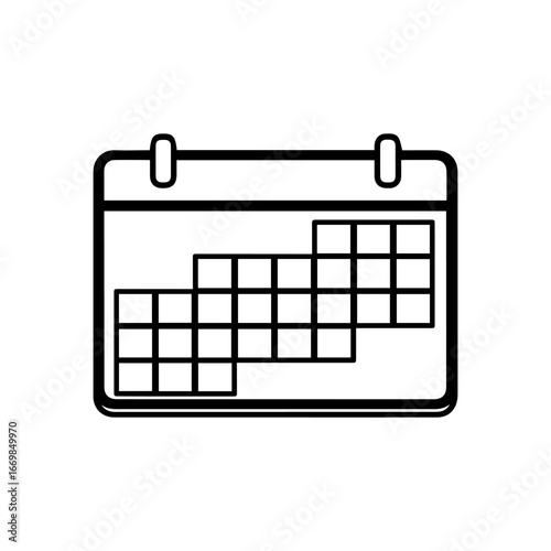 A desktop calendar icon illustration with a page symbolizing a date and reminder for a business plan or appointment