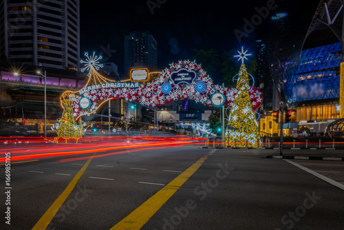 Beautiful Singapore Orchard Road street light-up during the Christmas festive season. Tropical country Christmas street light up.
