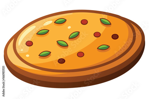 Delicious Stack of Indian Paratha Flatbreads Garnished with Herbs on a Wooden Plate Vector Illustration