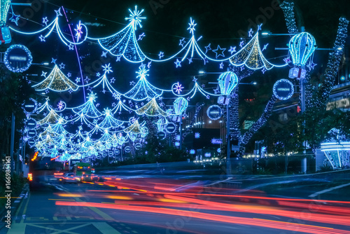 Beautiful Singapore Orchard Road street light-up during the Christmas festive season. Tropical country Christmas street light up.