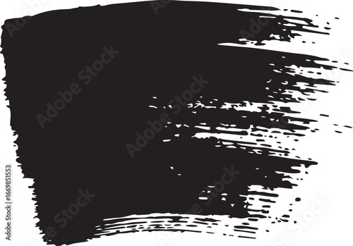 abstract black brushstroke vector with ink texture and dynamic splatter background element for modern design