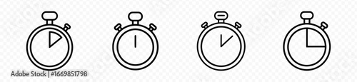 Timers and clock icon set. Time line symbol. Containing clock, stopwatch, hourglass and more Vector illustration