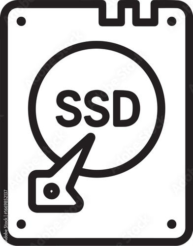 vector icon of ssd card computer accessories on white background.