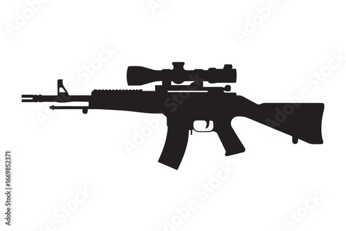 precision sniping rifle silhouette vector illustration tactical weapon long barrel gun graphic
