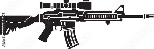 modern military firearm black silhouette vector clipart icon m4 ar15 tactical gun illustration