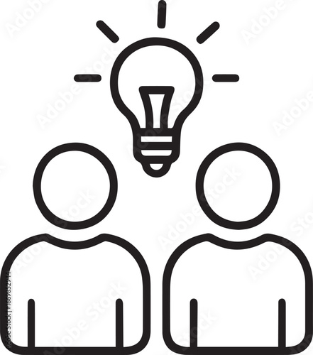 vector icon of People get idea with creativity bulb on white background.