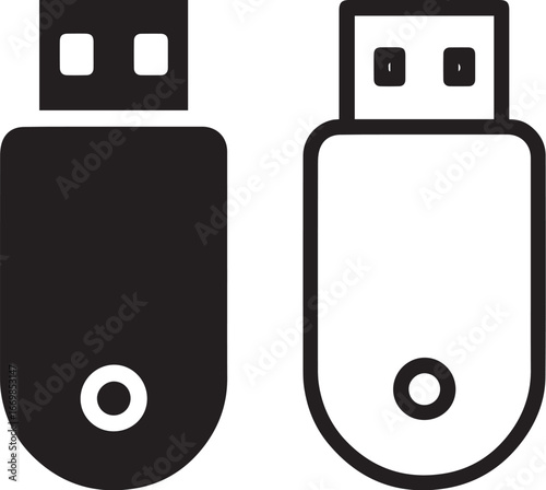A usb flash drive icon silhouette vector icon on white background.