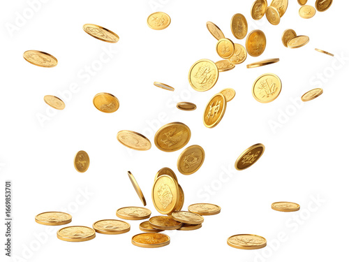 Gold Coins Raining Down on Black Background St Patricks Day Celebration Shiny Metallic Currency Falling Wealth Fortune Concept