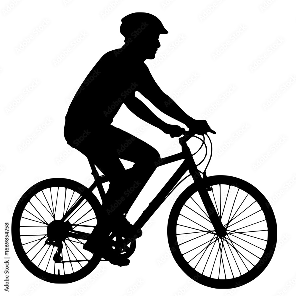 Fototapeta premium Silhouette of Person Riding Bicycle Vector Illustration