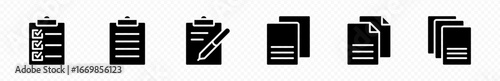 document icons. paper symbol containing search, edit, tick, cross sign. transparent png and vector illustration.