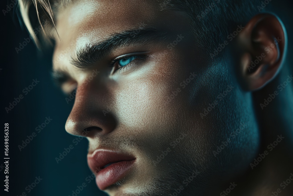 Obraz premium Engaging male grooming and makeup visuals showcasing inclusive beauty standards