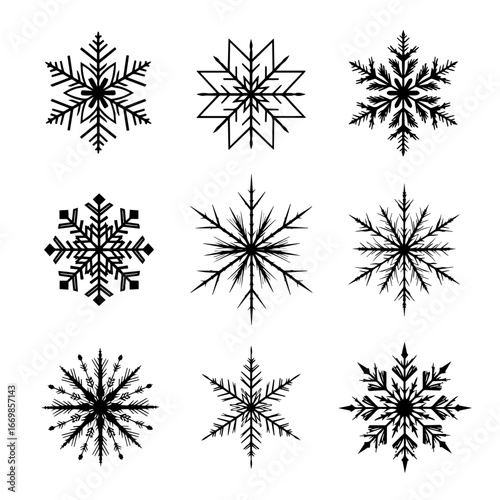 Collection of Intricate Snowflake Designs Perfect for Winter and Holiday Themes