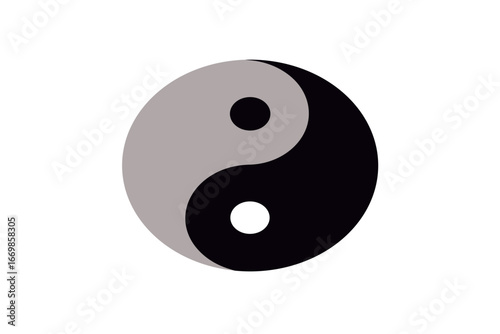 Classic yin yang symbol representing balance harmony and duality with contrasting black and white sections set against a stark black background