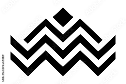 Minimal tribal zigzag icon isolated on white background, geometric ethnic line pattern symbol, abstract decorative shape for design, digital art, vector illustration, simple unique graphic element
