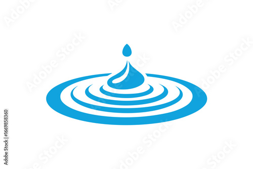 A vibrant blue water droplet creates concentric ripples on a dark background symbolizing purity freshness and the impact of a single drop