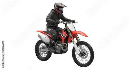Принти на полотні Isolated Man on Red Dirt Bike
