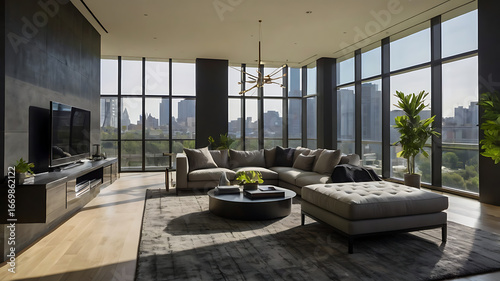 Minimalist interior space with a focus on a large, light Red accent wall. The room features a light wooden floor and a white ceiling with recessed high lighting.
