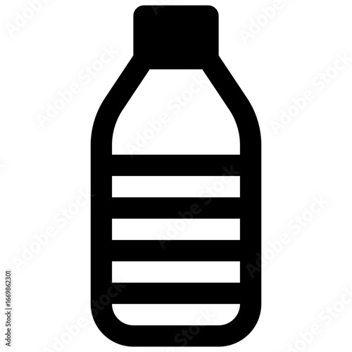 Water bottle. Outlined stroke vector icon with black-filled details.