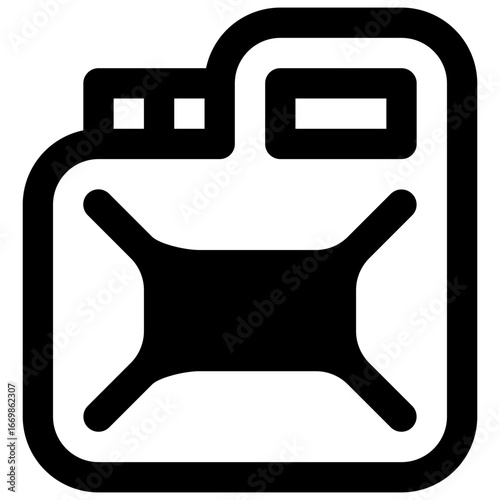 Water container. Outlined stroke vector icon with black-filled details.