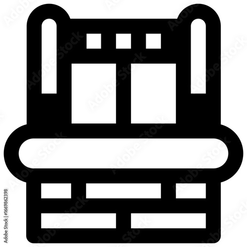 Water well. Outlined stroke vector icon with black-filled details.