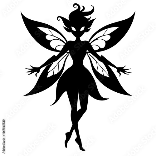 Fairy clean black silhouette design white background