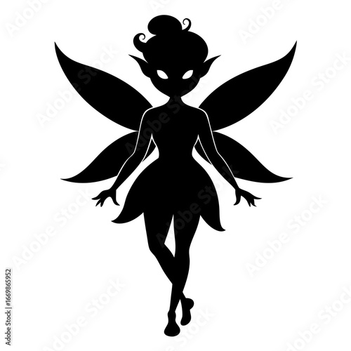 Fairy clean black silhouette design white background