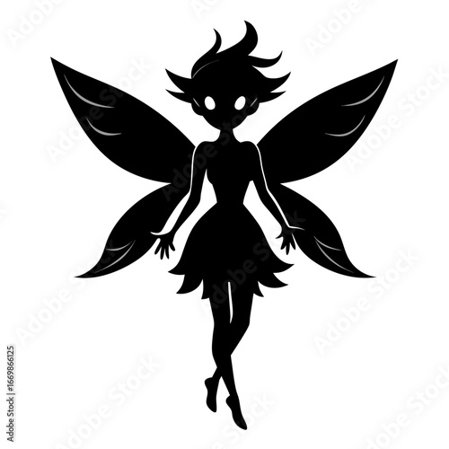 Fairy clean black silhouette design white background