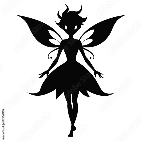 Fairy clean black silhouette design white background