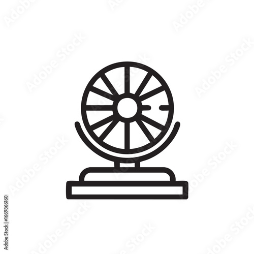 A simple line icon of a raffle drum.