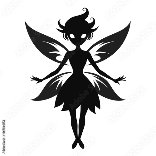 Fairy clean black silhouette design white background