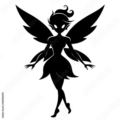 Fairy clean black silhouette design white background