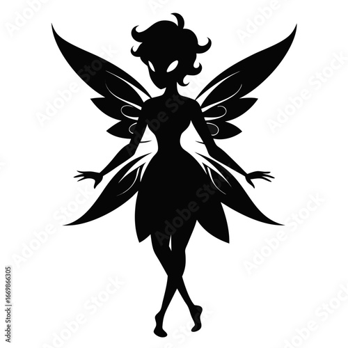 Fairy clean black silhouette design white background