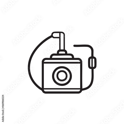 A line drawing of an air compressor pump.