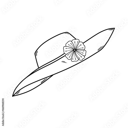 Hand drawn elegant women's hat, doodle style