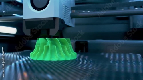 Slow Motion Demonstration of a 3D Printer Meticulously Creating Detailed Parts in Workshop