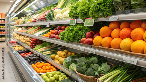Supermarket shelf full of fresh produce
