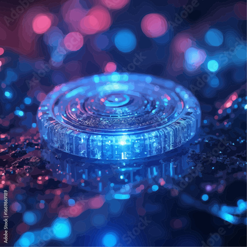 Fully editable illustration of a futuristic coin.