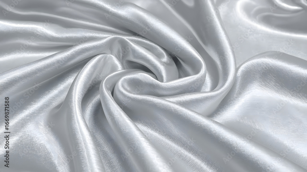 Fototapeta premium Silver Satin Fabric – Metallic Luxury Textile Background