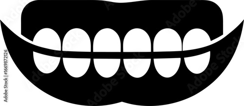 Teeth with Braces Minimalist Vector Icon Solid Black