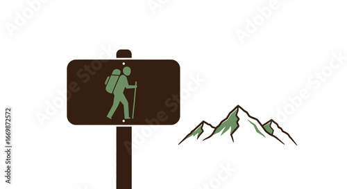 Trailhead navigation sign, a guide to discover a mountain hiking experience