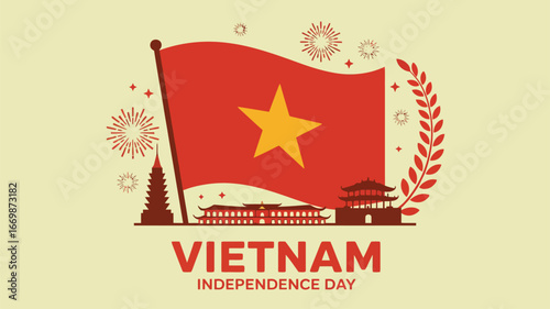 Vietnam Independence Day Holiday Minimal Flat Vector Illustration