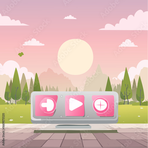 Pink-grey player buttons