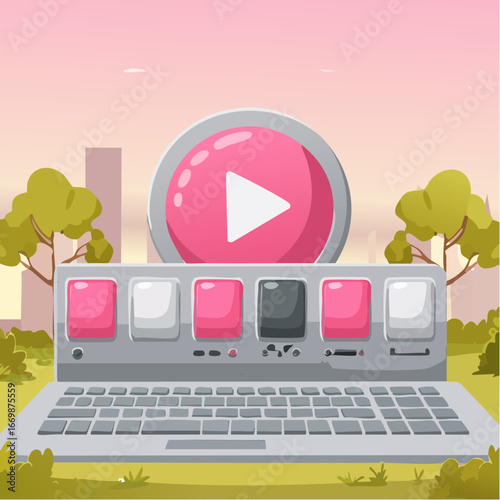 Pink-grey player buttons