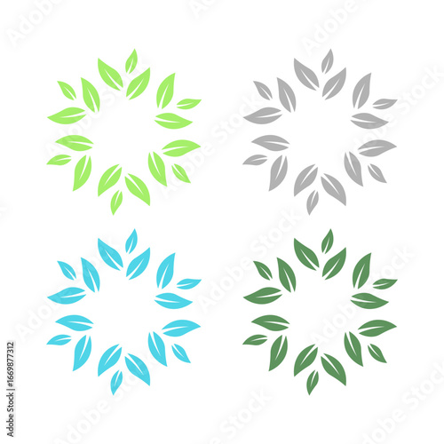 NATURAL PRODUCT LEAVES IN CIRCLE SIGN SYMBOL LOGO
