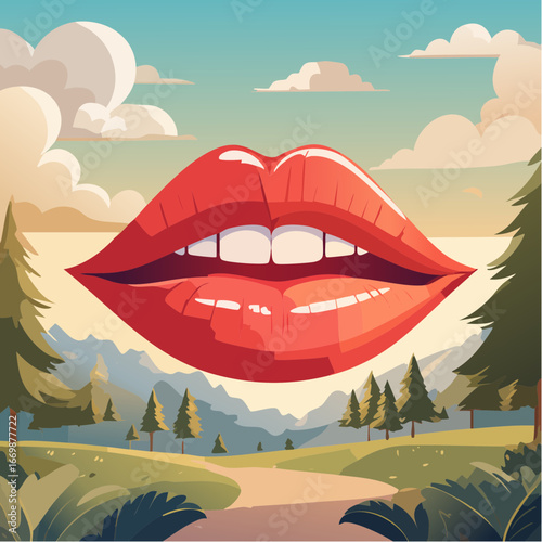 Female red mouth vector